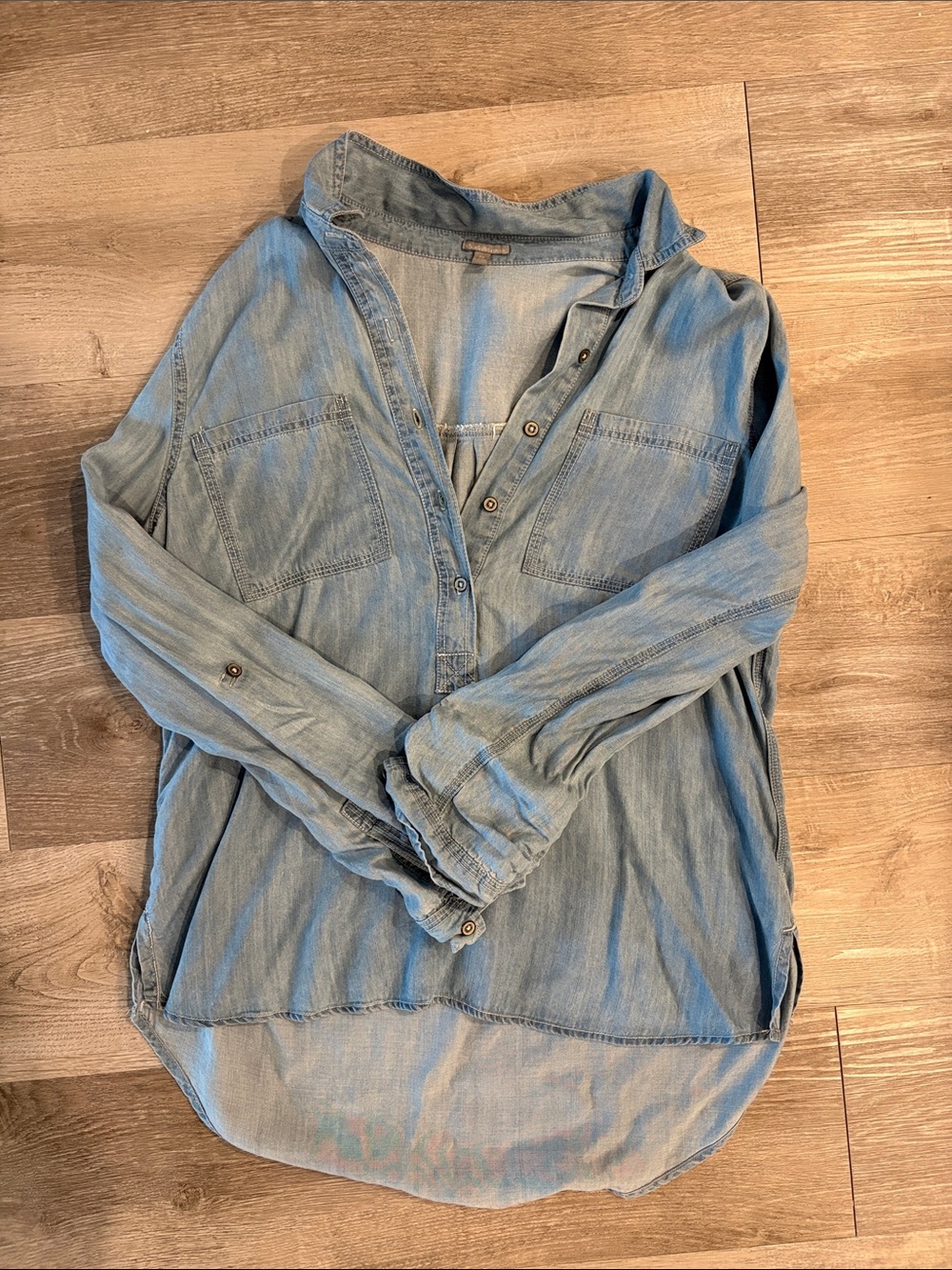 Light Wash Chambray Button Pullover Shirt